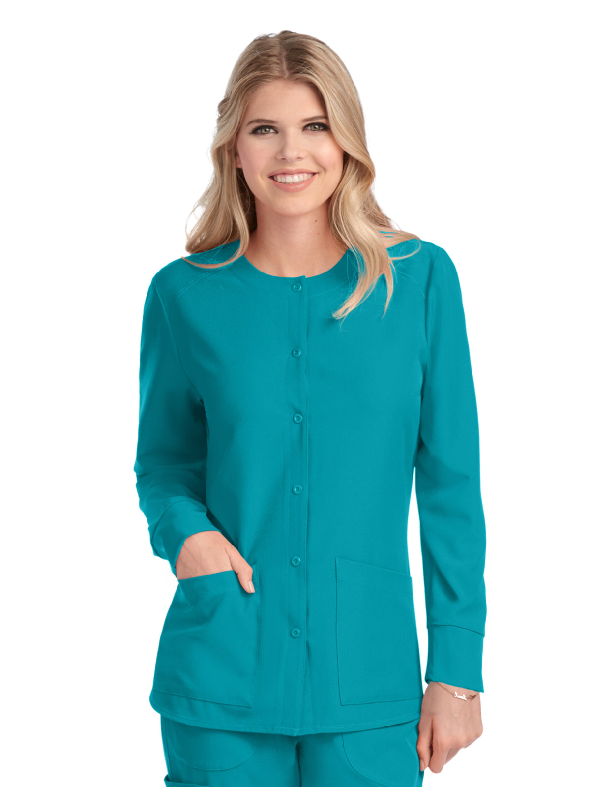 Women's 2-Pocket Scrub Jacket - SK401 - Teal