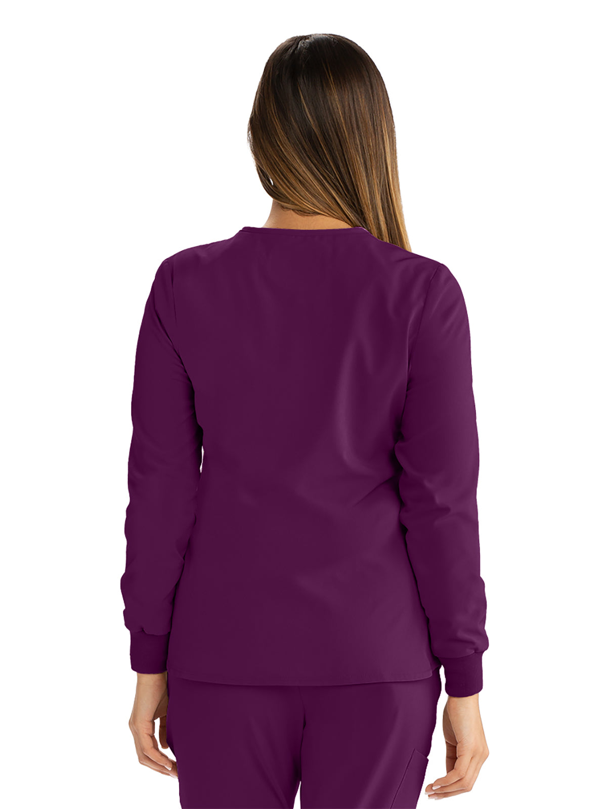 Women's 2-Pocket Scrub Jacket - SK401 - Wine