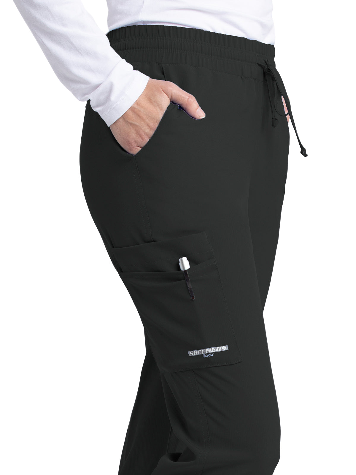 Women's Drawcord Waistband Pant - SKP552 - Black