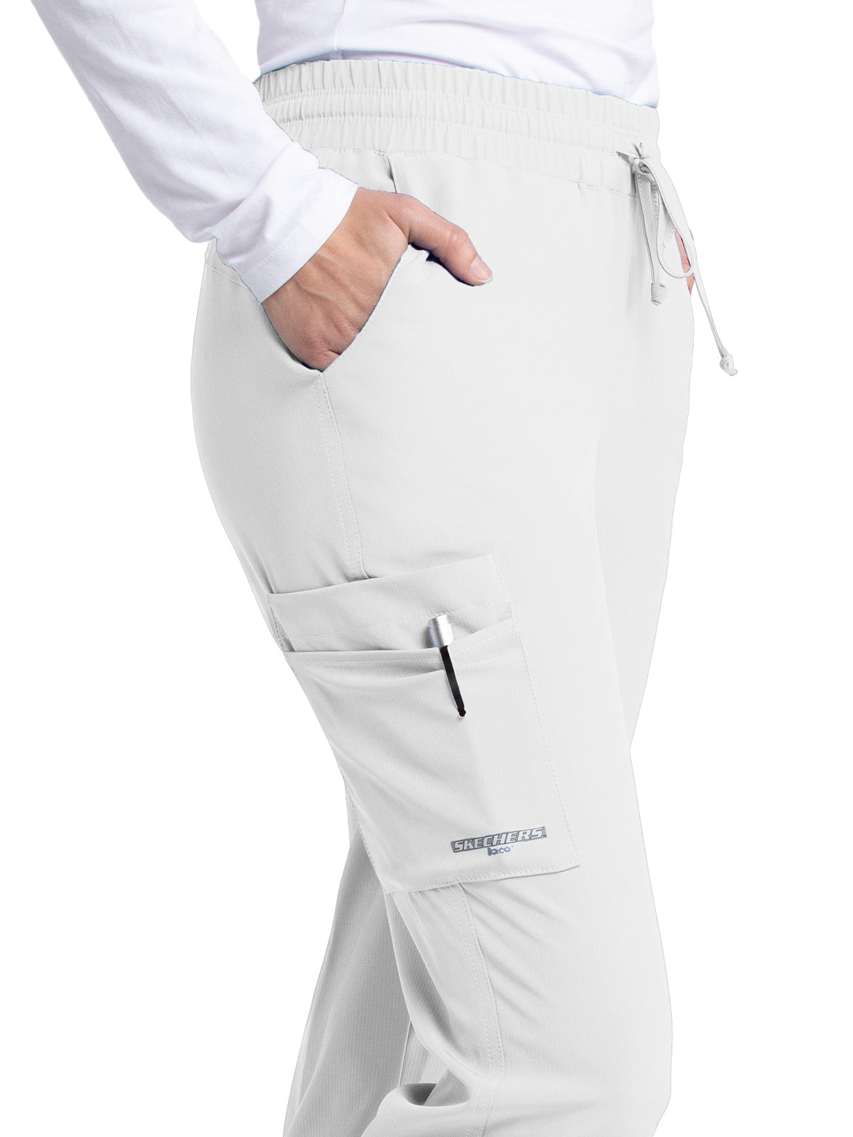 Women's Drawcord Waistband Pant - SKP552 - White