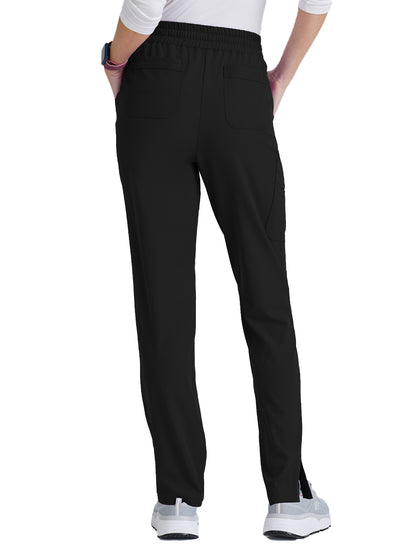 Women's 6 Pocket Elastic Waist Tapered Pant - SKP623 - Black