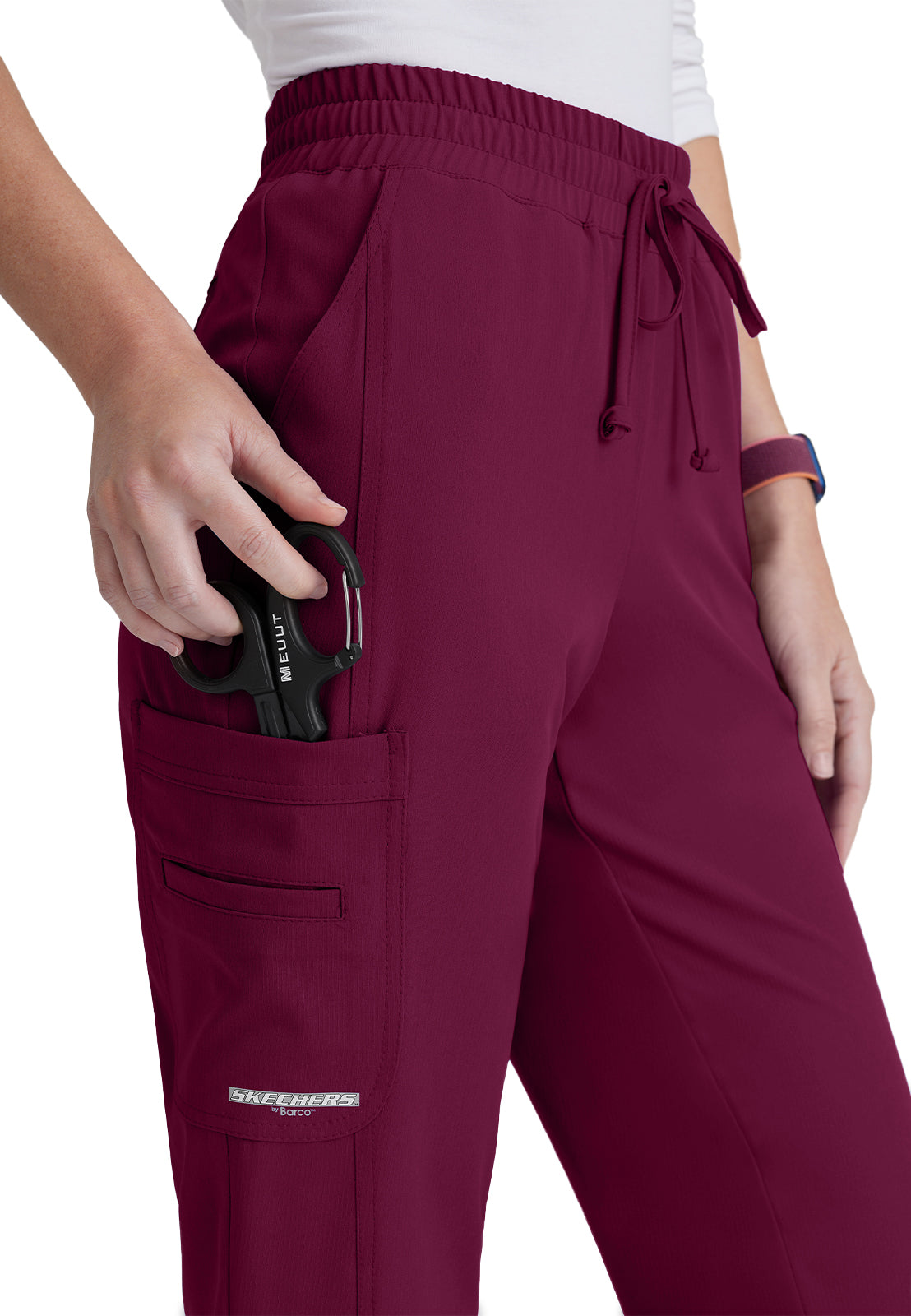 Women's 6 Pocket Elastic Waist Tapered Pant - SKP623 - Wine