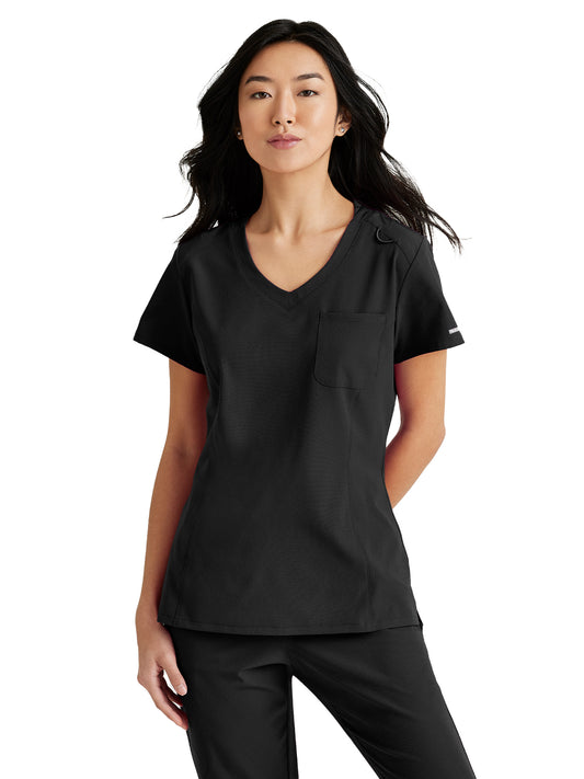 Women's High-Low Hem Tuck-In Top - SKT147 - Black