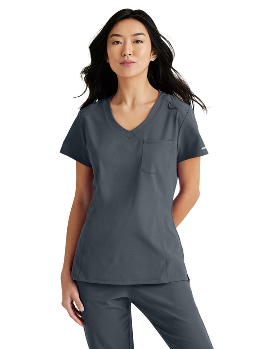 Women's High-Low Hem Tuck-In Top - SKT147 - Pewter