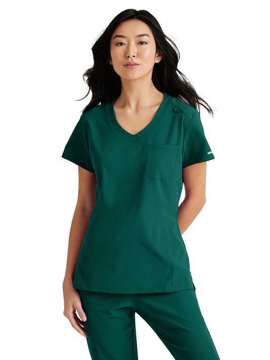 Women's High-Low Hem Tuck-In Top - SKT147 - Hunter Green