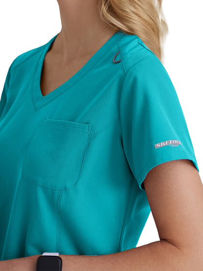 Women's High-Low Hem Tuck-In Top - SKT147 - Teal