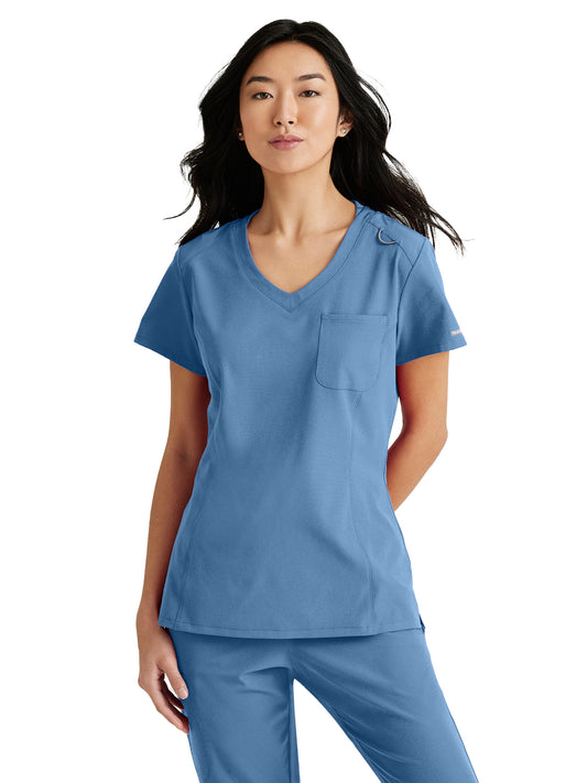 Women's High-Low Hem Tuck-In Top - SKT147 - Ciel Blue