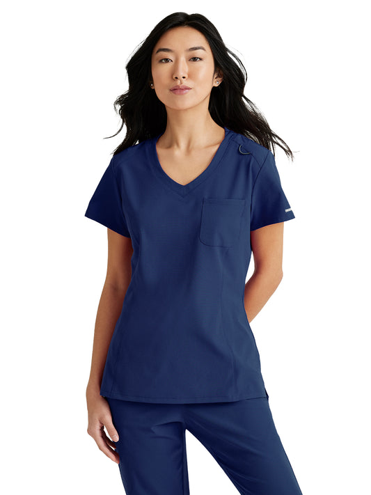 Women's High-Low Hem Tuck-In Top - SKT147 - Navy