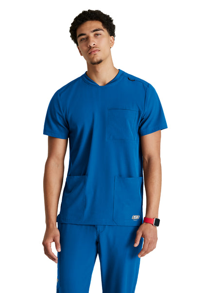 Men's Three-Pocket Round Neck Thesis Scrub Top - SKT193 - New Royal