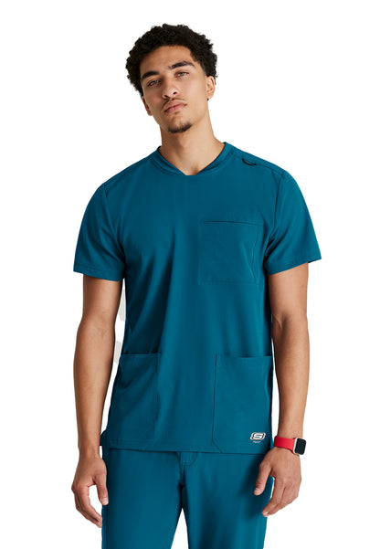 Men's Three-Pocket Round Neck Thesis Scrub Top - SKT193 - Bahama