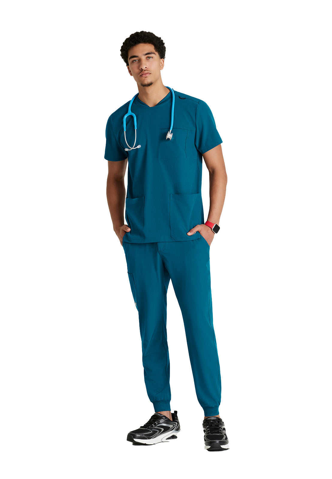 Men's Three-Pocket Round Neck Thesis Scrub Top - SKT193 - Bahama