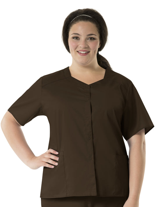 Women's Four-Pocket Snap Front Top - 200 - Chocolate