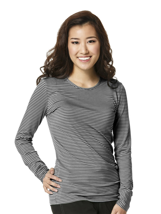 Women's Long Sleeve Underscrub Tee - 2079 - Black/Pewter