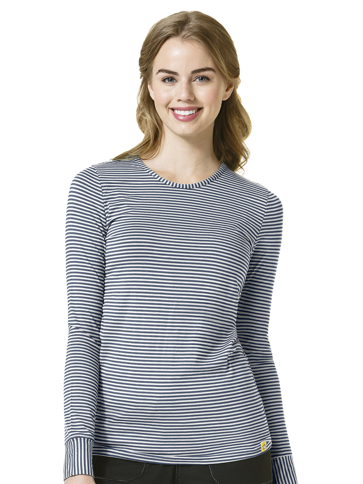 Women's Long Sleeve Underscrub Tee - 2079 - Navy/White