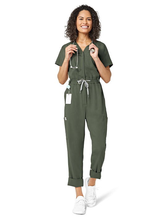 Women's Zip Front Jumpsuit - 3134 - Olive