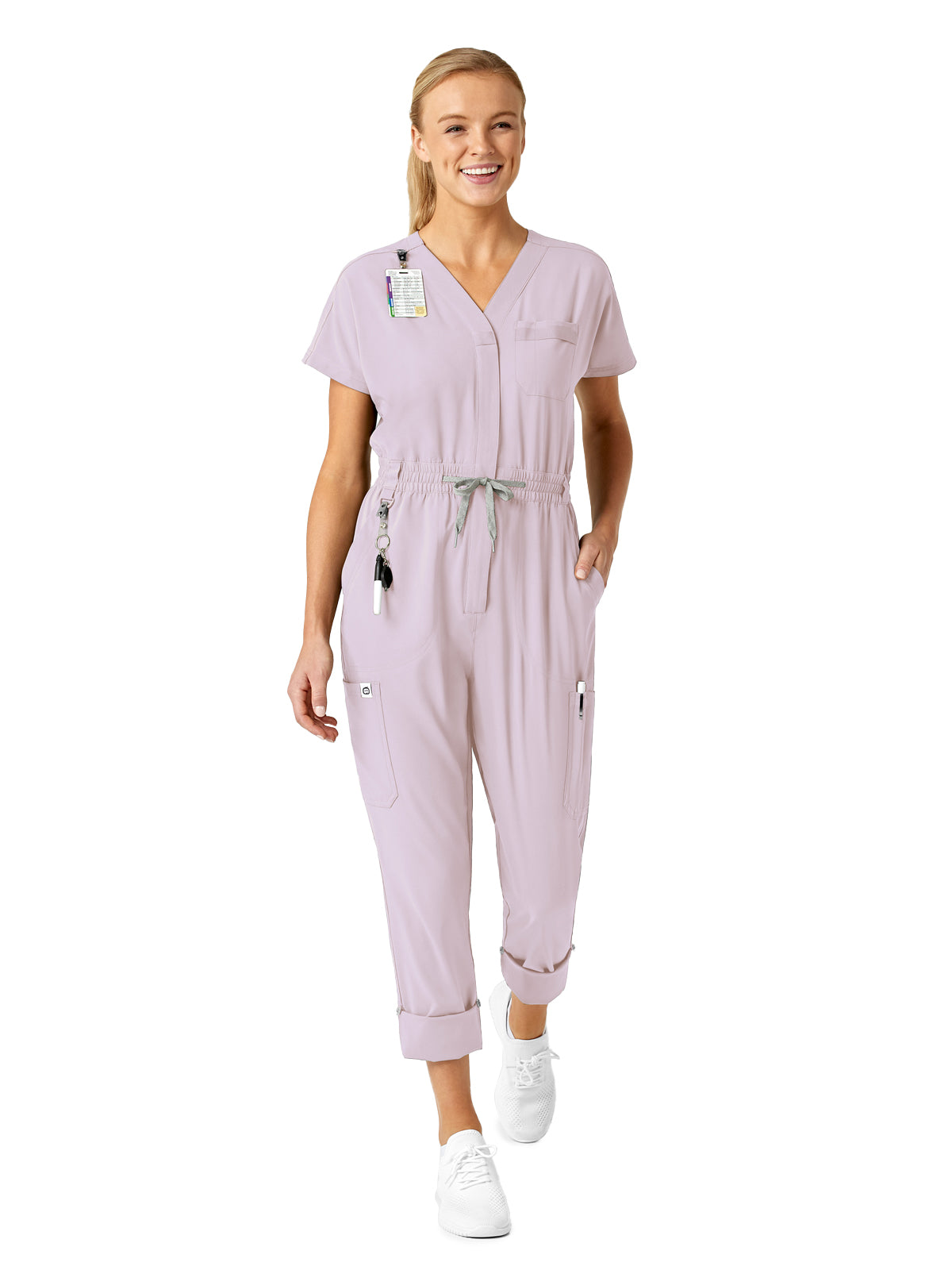 Women's Zip Front Jumpsuit - 3134 - Pastel Lilac