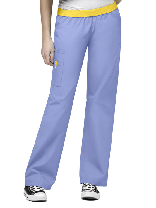 Women's Full-Elastic Cargo Pant - 5016 - Ceil Blue