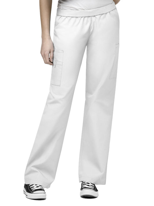 Women's Eight-Pocket Full-Elastic Cargo Pant - 5016 - White