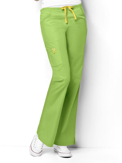 Women's Six-Pocket Flare Leg Cargo Pant - 5026 - Green Apple