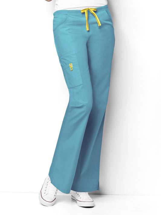 Women's Flare Leg Cargo Pant - 5026 - Real Teal