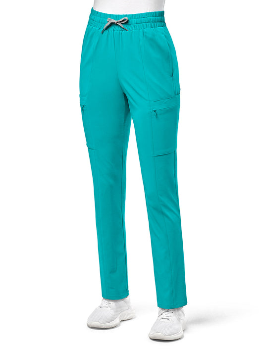 Women's High Waist Slim Cargo Pant - 5334 - Teal Blue