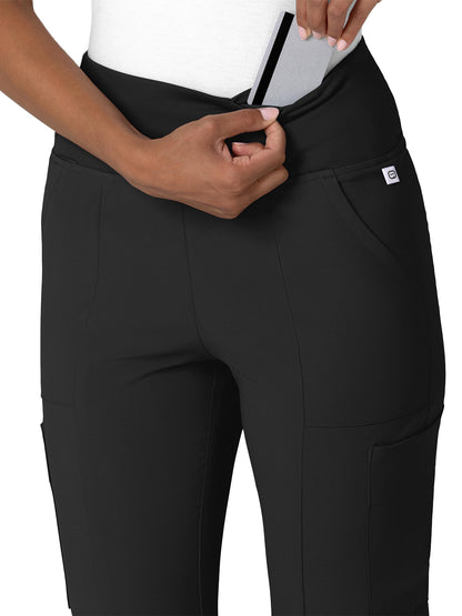 Women's Front Slit Flare Scrub Pant - 5534 - Black