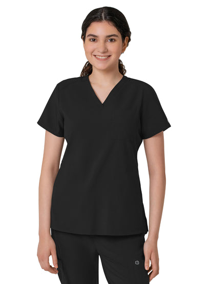 Women's Three-Pocket Flex-N-Reach V-Neck Scrub Top - 6045 - Black