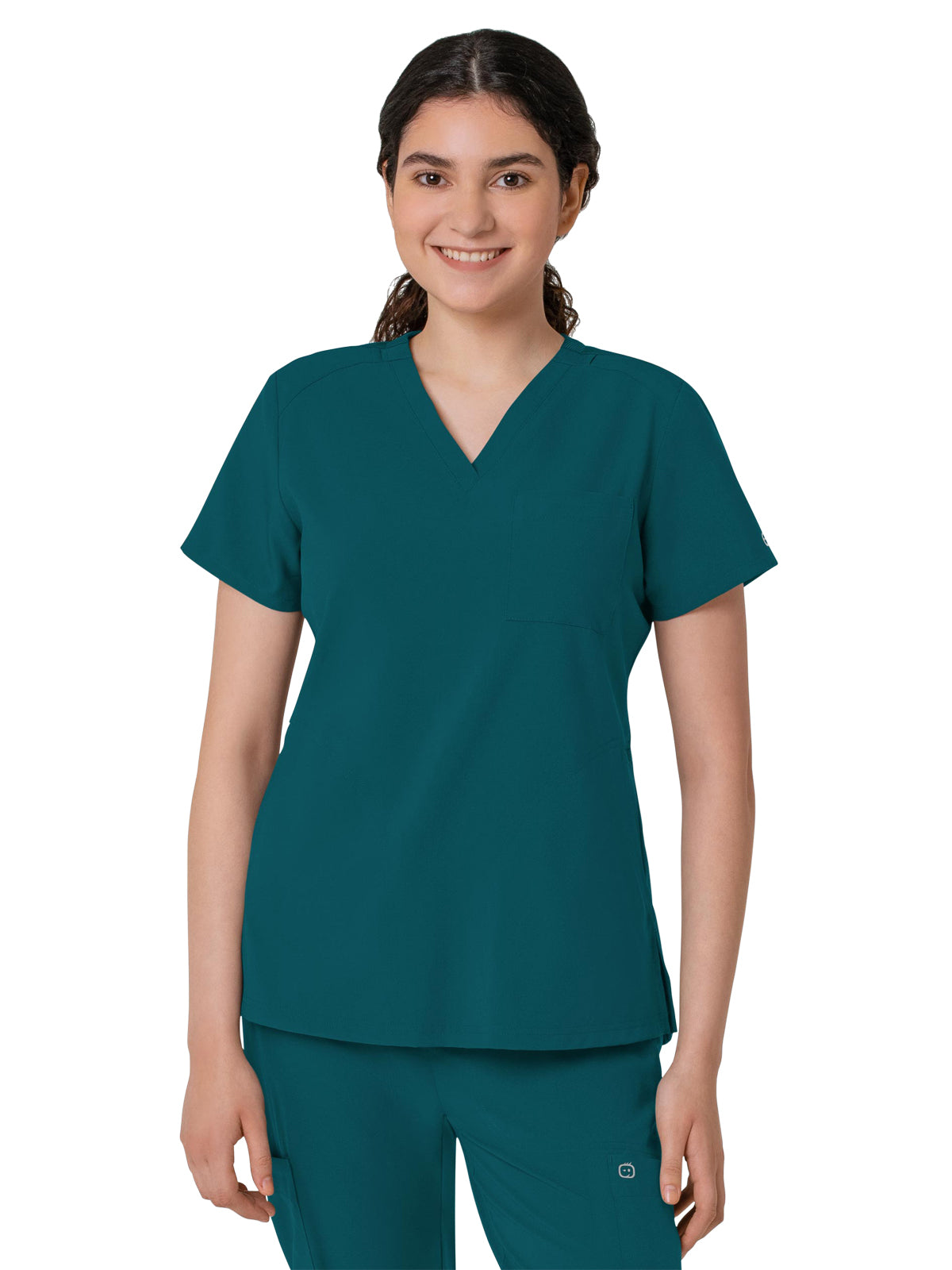 Women's Three-Pocket Flex-N-Reach V-Neck Scrub Top - 6045 - Caribbean