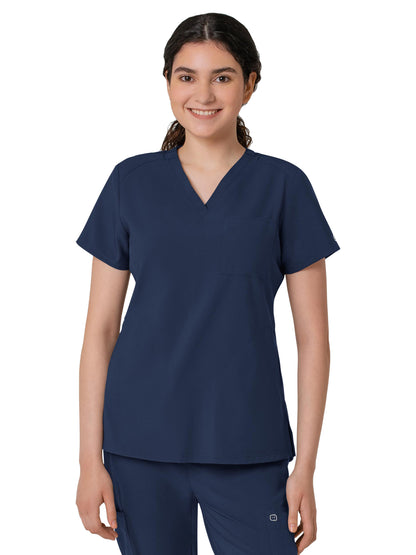 Women's Three-Pocket Flex-N-Reach V-Neck Scrub Top - 6045 - Navy