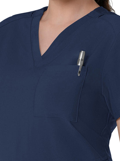 Women's Three-Pocket Flex-N-Reach V-Neck Scrub Top - 6045 - Navy