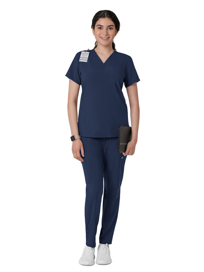 Women's Three-Pocket Flex-N-Reach V-Neck Scrub Top - 6045 - Navy