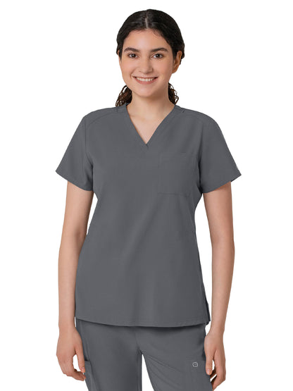 Women's Three-Pocket Flex-N-Reach V-Neck Scrub Top - 6045 - Pewter