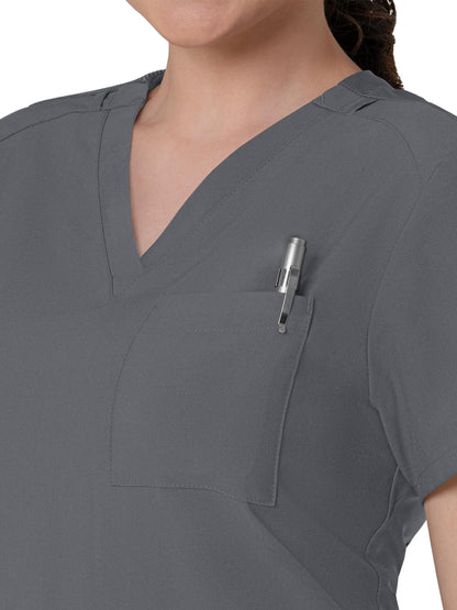 Women's Three-Pocket Flex-N-Reach V-Neck Scrub Top - 6045 - Pewter