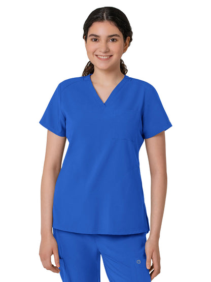 Women's Three-Pocket Flex-N-Reach V-Neck Scrub Top - 6045 - Royal