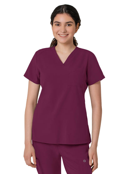 Women's Three-Pocket Flex-N-Reach V-Neck Scrub Top - 6045 - Wine