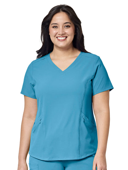 Women's Four-Pocket V-Neck Top - 6134 - Bay Blue