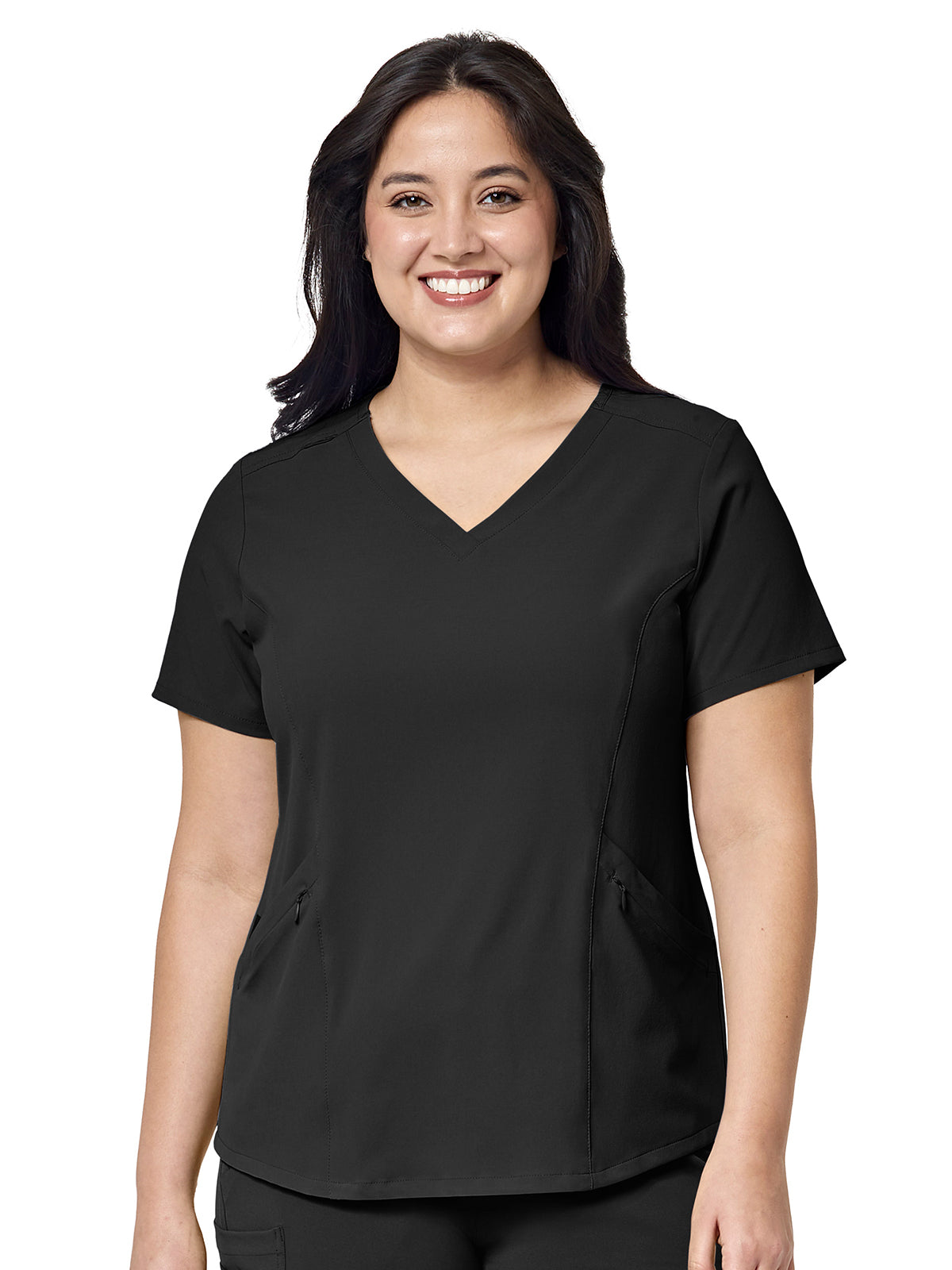 Women's Four-Pocket V-Neck Top - 6134 - Black