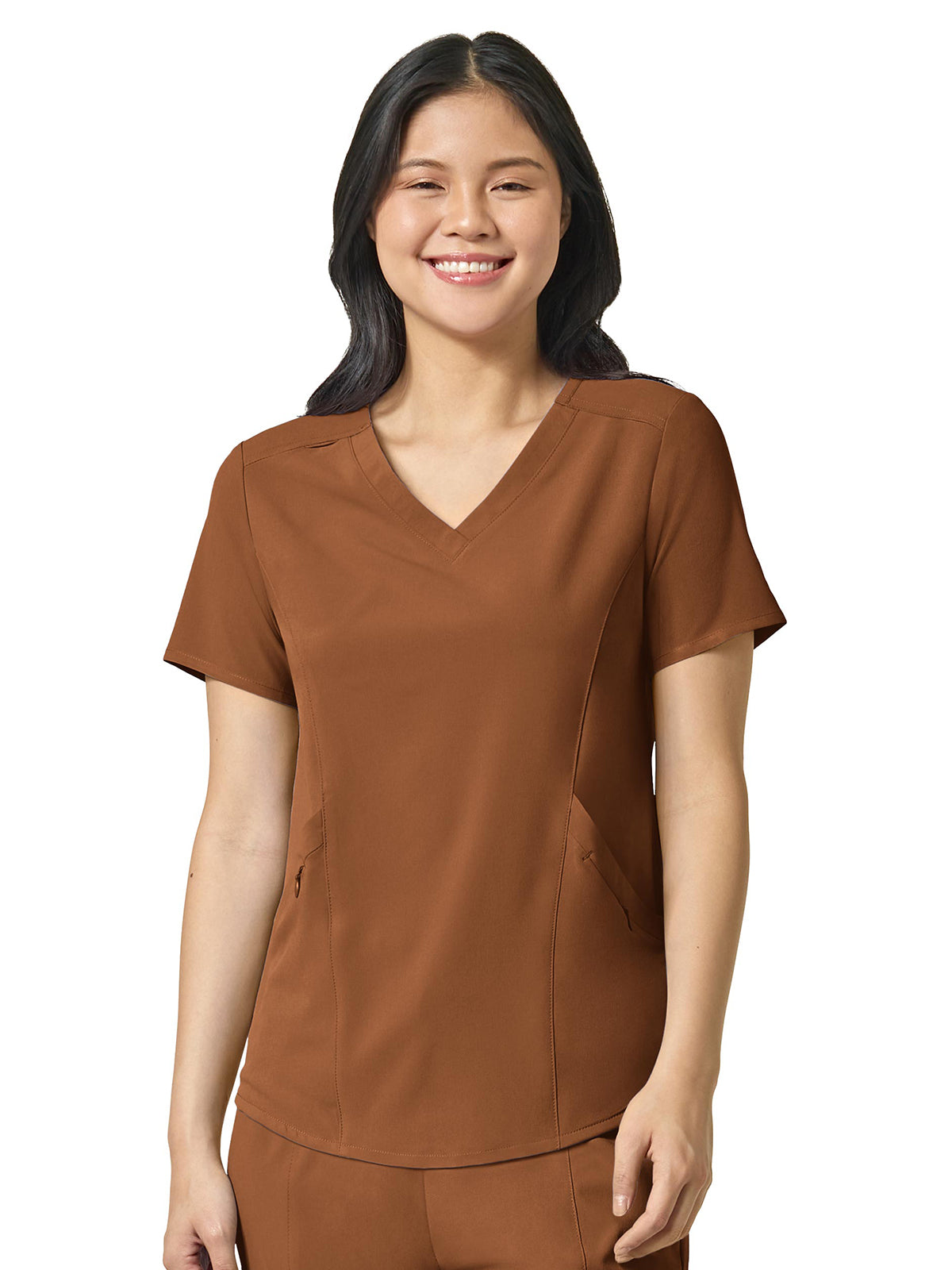 Women's Four-Pocket V-Neck Top - 6134 - Chai