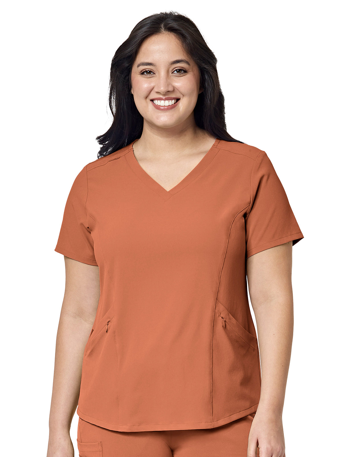 Women's Four-Pocket V-Neck Top - 6134 - Clay