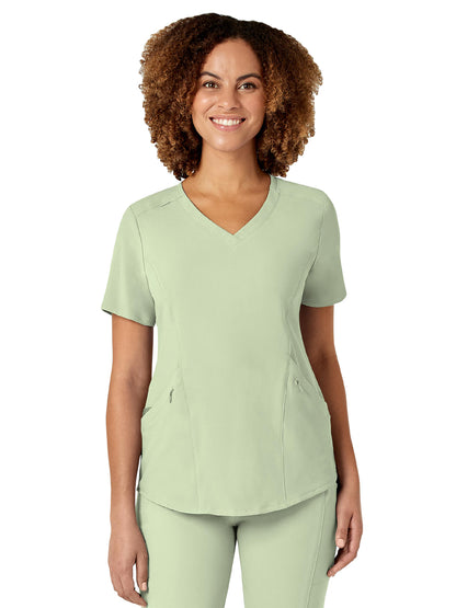 Women's Four-Pocket V-Neck Top - 6134 - Fresh Mint