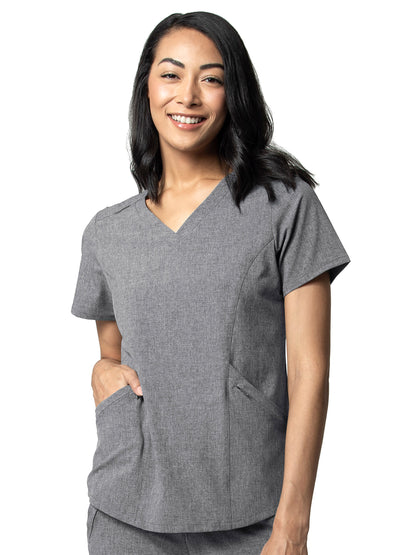 Women's Four-Pocket V-Neck Top - 6134 - Grey Heather