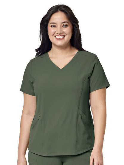 Women's Four-Pocket V-Neck Top - 6134 - Olive