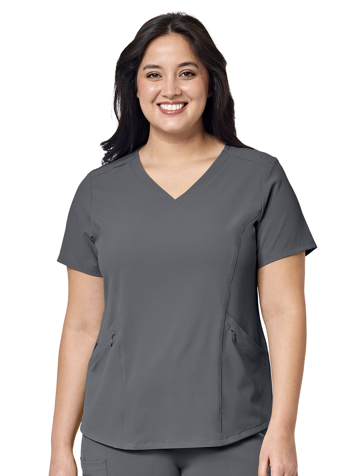 Women's Four-Pocket V-Neck Top - 6134 - Pewter