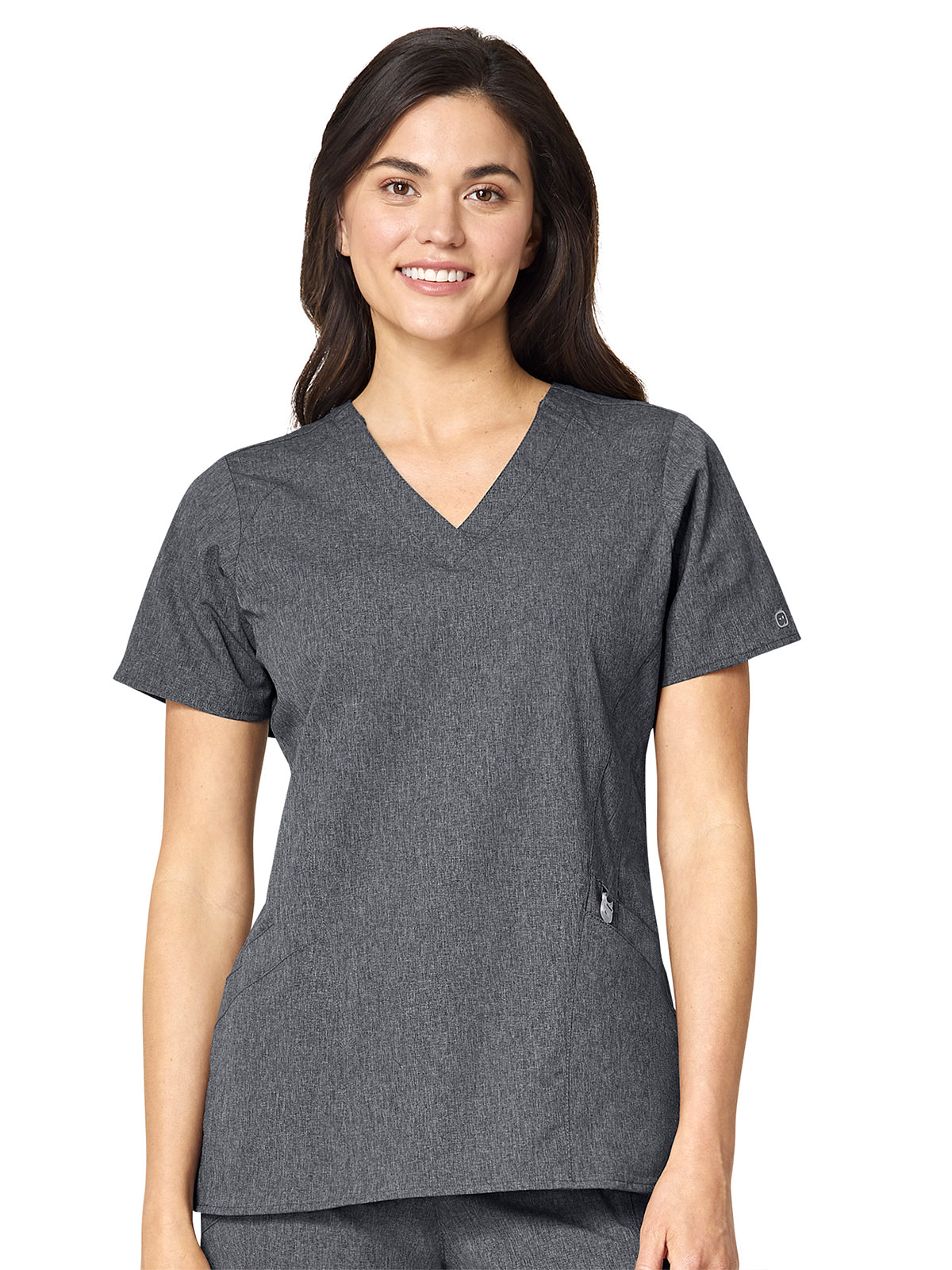 Women's Five-Pocket V-Neck Top - 6155 - Charcoal Heather