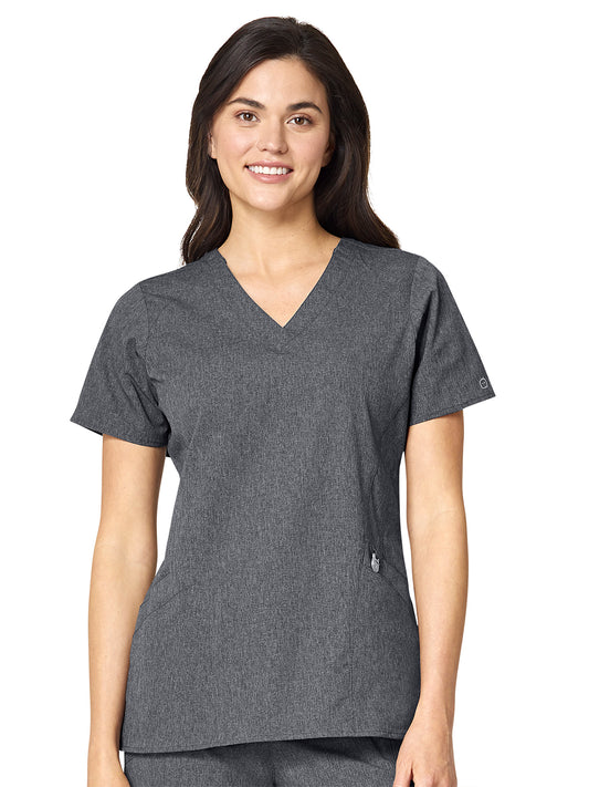 Women's V-Neck Top - 6155 - Charcoal Heather