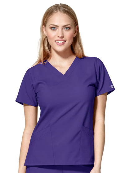 Women's Two-Pocket Basic V-Neck Top - 6255 - Grape