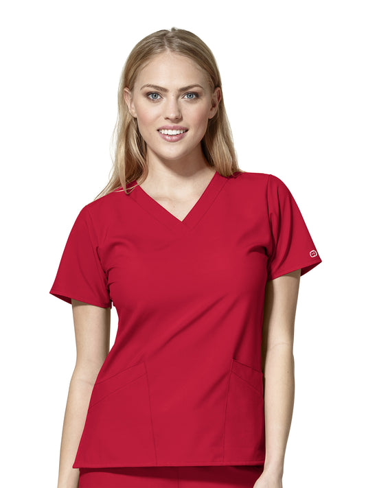 Women's Basic V-Neck Top - 6255 - Red