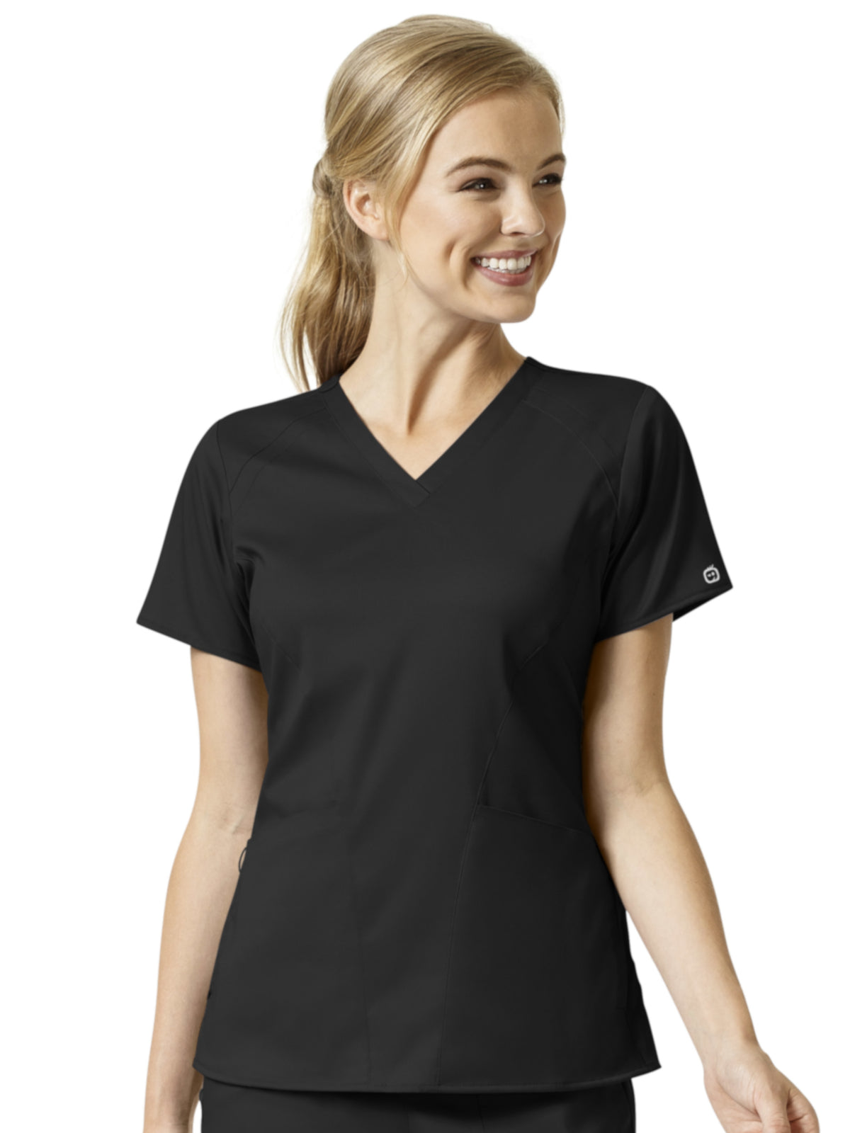 Women's 4 Pocket V-Neck Top - 6319 - Black