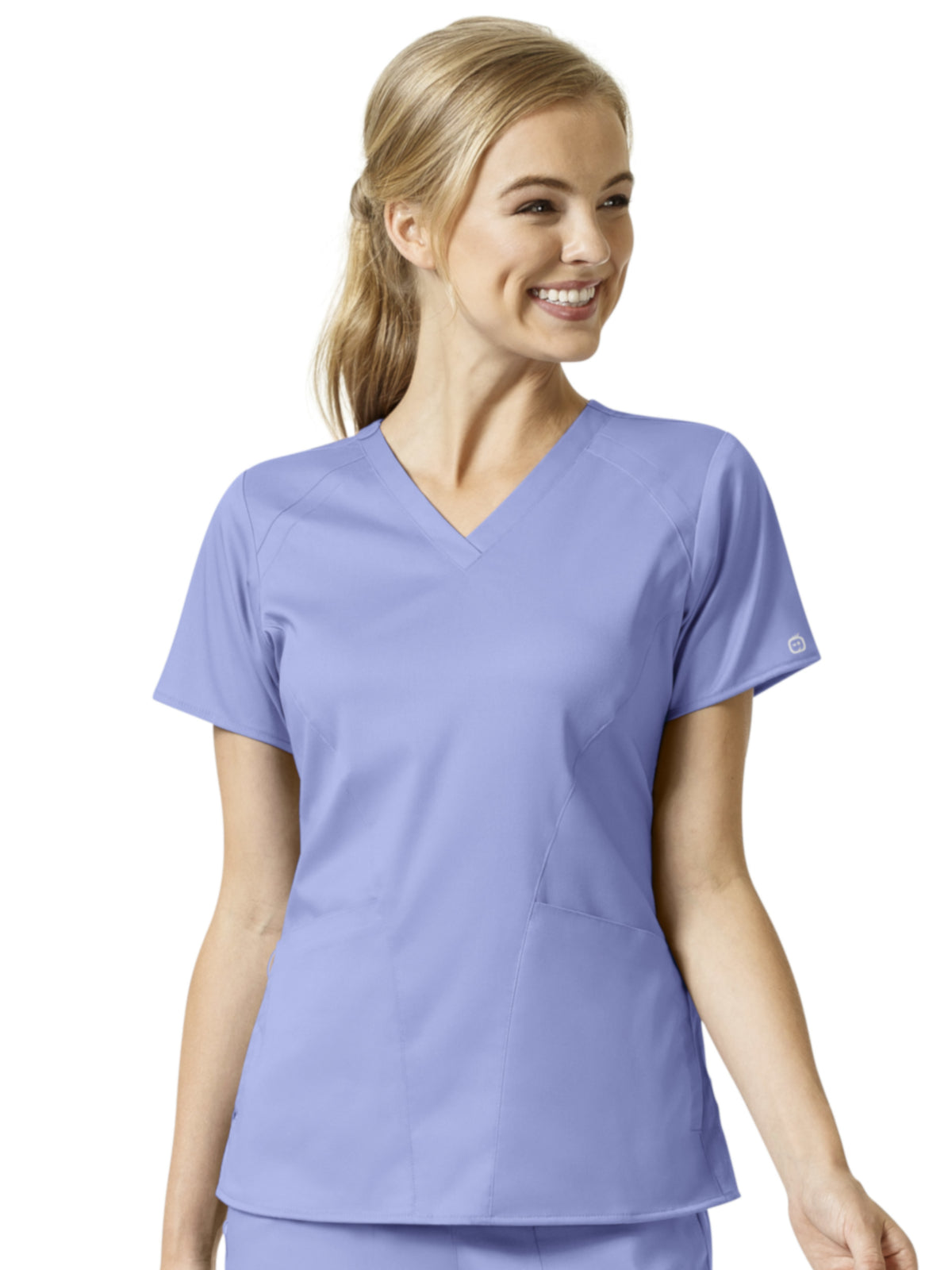 Women's 4 Pocket V-Neck Top - 6319 - Ceil Blue