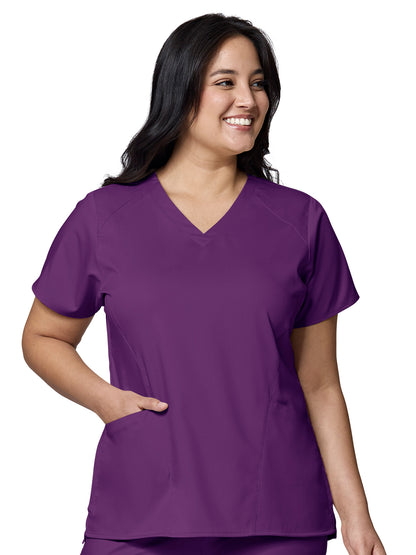 Women's 4 Pocket V-Neck Top - 6319 - Eggplant